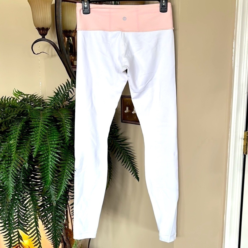 Lululemon Wunder Under Reversible Yoga Pants 2-in-1 White Leggings Pink Floral - Picture 2 of 16